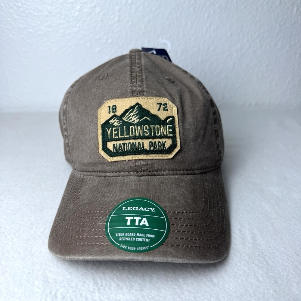 New Legacy Yellowstone National Park Patch Hat Brown Strapback Dad Cap Outdoor